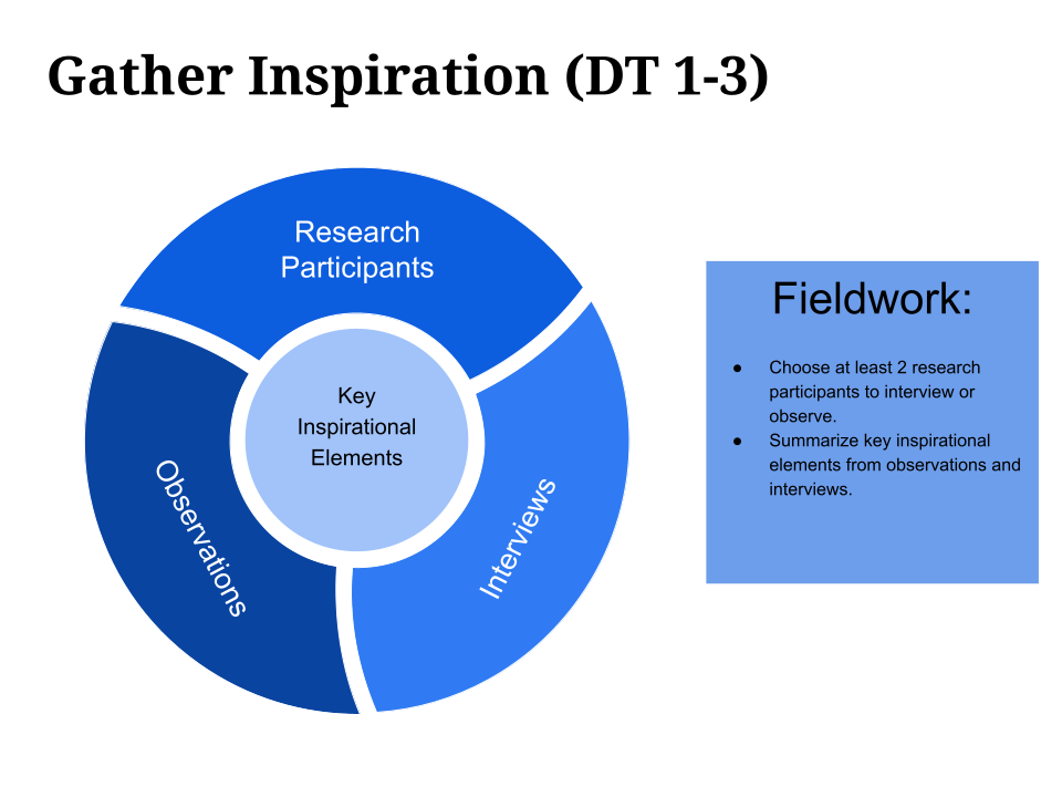 Design Thinking Technology Implementation instructional materials: Gathering inspiration through field research during Discovery phase